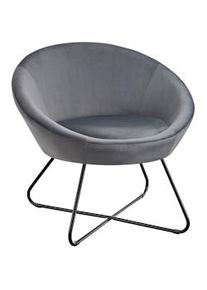 TecTake GmbH tectake Sillón de cóctel CENTERA, tapizado y redondo - Terciopelo antracita - 405570