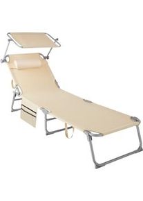 TecTake Tumbona Chloé ajustable en 4 posiciones, con reposacabezas y bolsillo - beige - 405096
