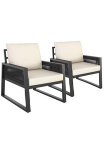 TecTake GmbH tectake Conjunto de jardín lounge Captive en diseño de cuerda - Set 3 (2 x sillones) - 406016