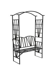 TecTake Banco con arco de metal para enredaderas y rosales - negro - 400769