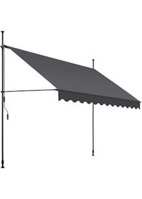 TecTake Toldo plegable para balcón con manivela, ajustable en altura - 300 x 180 cm, negro/gris - 404965