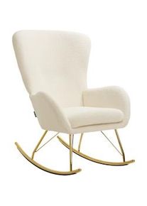 TecTake GmbH tectake Mecedora SWING con patines de acero y acolchado grueso - crema/oro - 405849