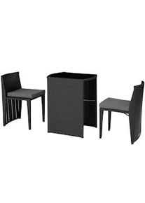 TecTake Conjunto de ratán y aluminio Bistró Hamburgo - negro - 404208