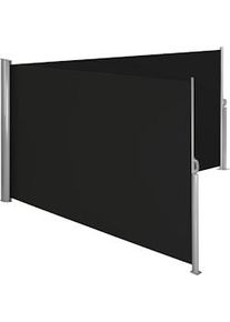TecTake Toldo lateral doble extensible de aluminio - 160 x 600 cm, negro - 402332