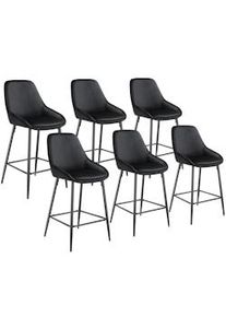 TecTake GmbH tectake Taburete alto SIERA con respaldo - Terciopelo negro/negro, Juego de 6 - 405869