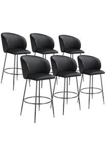 TecTake GmbH tectake Taburete alto LUANA con respaldo y aterciopelado - negro/negro, Juego de 6 - 405865