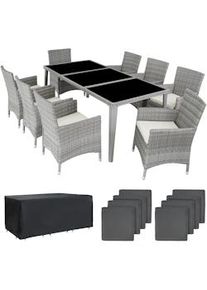 TecTake Conjunto de ratán y aluminio MENORCA - gris claro - 403752
