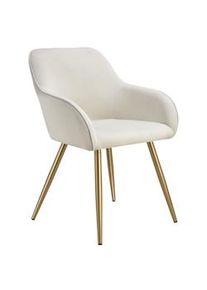 TecTake Silla de comedor Marilyn en diseño de pana y acolchada - crema/oro, Por unidad - 405405