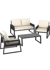 TecTake Conjunto de jardín lounge Captive en diseño de cuerda - Conjunto 1 (1 x sofá / 1 x mesa / 2 x sillones) - 405059