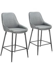 TecTake GmbH tectake Taburete alto SIERA con respaldo - Tejido gris/negro, Juego de 2 - 405856