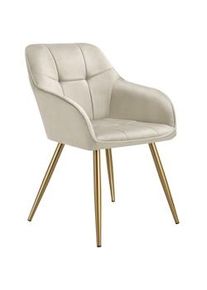 TecTake GmbH tectake Silla de comedor MARILYN, aspecto aterciopelado, acolchado - crema/oro, Por unidad - 405725