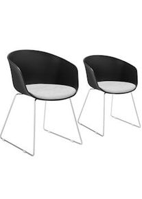 TecTake Sillas de comedor con reposabrazos Logart, de plástico y acolchadas - Juego de 2 - 405435