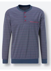 Heren Pyjama in donkerblauw ,maat 44/46, Witt, 100% Katoen