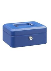 ARREGUI Elegant C9225 Cassetta di sicurezza con chiave | Cassetta Portavalori in acciaio con vassoio Portamonete | Cassaforte portatile 20 cm | Blu