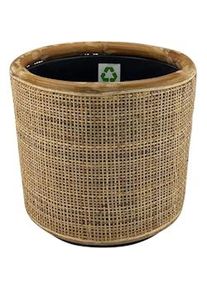 NATURN LIVING Rattan Drypot Blonde - ø 31 x 29 cm - Fioriera sostenibile con interno in plastica riciclata impermeabile - Marrone chiaro