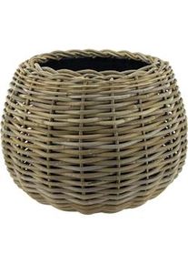 NATURN LIVING Sfera Drypot in rattan - ø 45 x 34 cm - Fioriera rotonda - Vasi da fiori per interni - Cestini per piante - Porta piante - Grigio