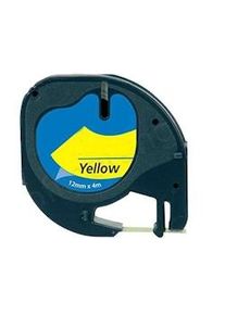 Generique Dymo LetraTag S0721620 Cinta de Etiquetas Generica para Rotuladora - Texto negro sobre fondo amarillo - Ancho 12mm x 4 metros...