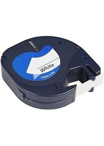 Generique Dymo LetraTag S0721510 Cinta de Etiquetas Generica para Rotuladora - Texto negro sobre fondo blanco - Ancho 12mm x 4 metros (...
