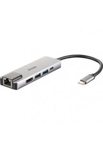 Hub USB 3.0 Tipo-C D-Link DUB-M520/ 2 Puertos USB/ 1 HDMI/ 1 RJ45/ 1 Thunderbolt/ Gris