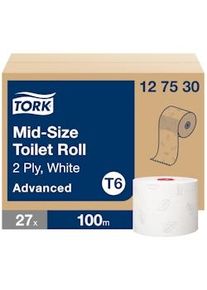 Tork Mid-size | Rollo de Papel Higiénico Advanced T6, Blanco (cod. 127530) - Caja 27 ud.