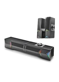 NGS GSX-B1200 - Barra de Sonido 2.0, Diseño Desmontable 2 en 1, 12W de Potencia, Luces RGB, Compatible con Tecnología Bluetooth 5.0 + Entrada Jack