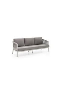 KLULK Divano Da Esterno 3 Posti Barbados In Alluminio Verniciato A Polvere Bianca Con Intreccio In Corde L 187 x P 75 x H 70 Cm