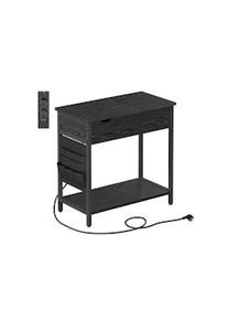 Mesa lateral VASAGLE com filtro de energia, USB, efeito madeira preta