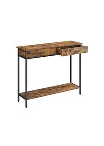 Mesa de console VASAGLE,com 2 gavetas, marrom vintage/preto LNT015B01