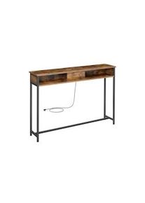 Mesa de console VASAGLE Slim economia de espaço, 25 x 120 x 81 cm, marrom rústico e preto tinta LNT111K01