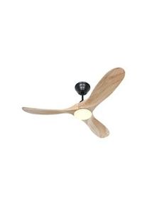 Eco Genuino L 122, Ventilador, negro y madera clara con luz, CasaFan