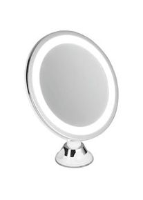 ADLER AD2168 Espejo de Maquillaje y Afeitado con LED, Espejo de Pared con Aumento 5X, Rotación 360°, Ventosa, Acero Inoxidable