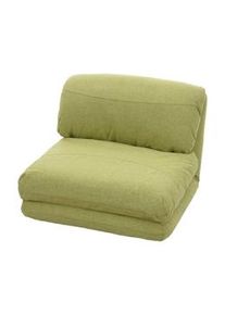Mendler Poltrona letto pouf relax morbido imbottito HWC-E68 trasformabile tessuto verde