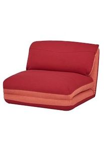 Mendler Poltrona letto pouf relax morbido imbottito HWC-E68 trasformabile tessuto rosso arancione