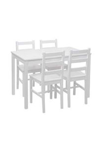 Mendler Set da sala da pranzo HWC-F77, gruppo da sala da pranzo, legno massiccio country house 110cm ~ bianco