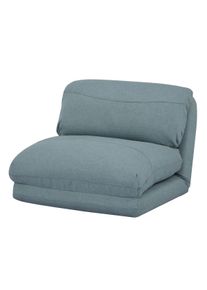 Mendler Poltrona letto pouf relax morbido imbottito HWC-E68 trasformabile tessuto grigio blu