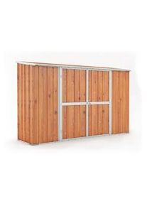 Notek Casetta giardino lamiera Box in Acciaio Zincato 307x100cm x h1.92m - 75KG - 3.07mq - LEGNO