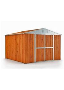 Notek Deposito attrezzi box acciaio capanno lamiera zincata 327x269cm x h 215cm - 132 kg - 8,80mq LEGNO