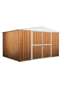 Notek Garage deposito attrezzi Box in Acciaio Zincato 360x260cm x h2.12m - 130KG - 9,36mq - LEGNO