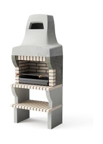 MAESTRO FERRETERO MF - Barbecue Prefabbricato in Muratura per Legna e Carbone Modello Bailen Plus (Grigio Beige - 86,5 x 58 x 220 cm) REF: 8888 - Uso
