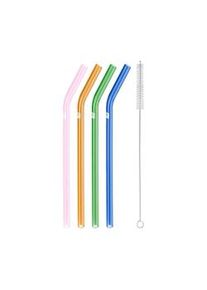 Zwilling Sorrento -Set de 4 Pajitas Reutilizables Curvadas en Vidrio con Cepillo Limpiador