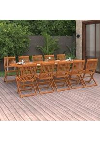 Set de comedor para jardín 11 piezas madera maciza de acacia 665