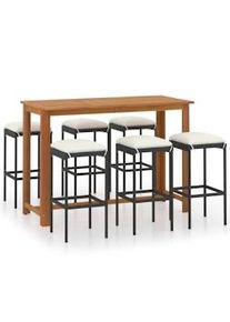 vidaXL Comedor de jardín plegable 7 piezas de madera maciza de acacia 389