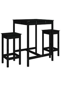 vidaXL Set de mesa y taburetes altos jardín 3 pzas madera pino negro