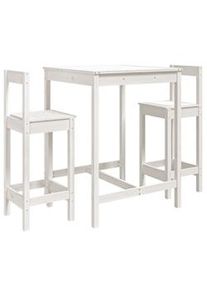 vidaXL Set de mesa y taburetes altos jardín 3 pzas madera pino blanco