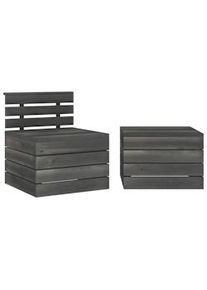 vidaXL Muebles de jardín de palets 2 piezas madera de pino gris oscuro
