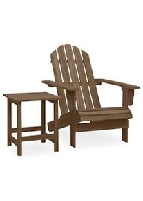 vidaXL Silla con otomana y mesa jardín Adirondack abeto macizo marrón