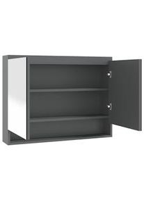 Armario de baño con espejo MDF gris 80x15x60 cm