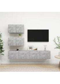 Set muebles de salón TV 7 pzas madera ingeniería gris hormigón