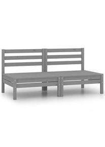 Sofás central de jardín 2 unidades gris madera maciza de pino