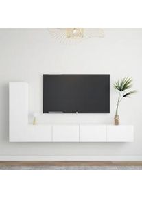 Set de muebles de salón TV 3 piezas madera de ingeniería blanco